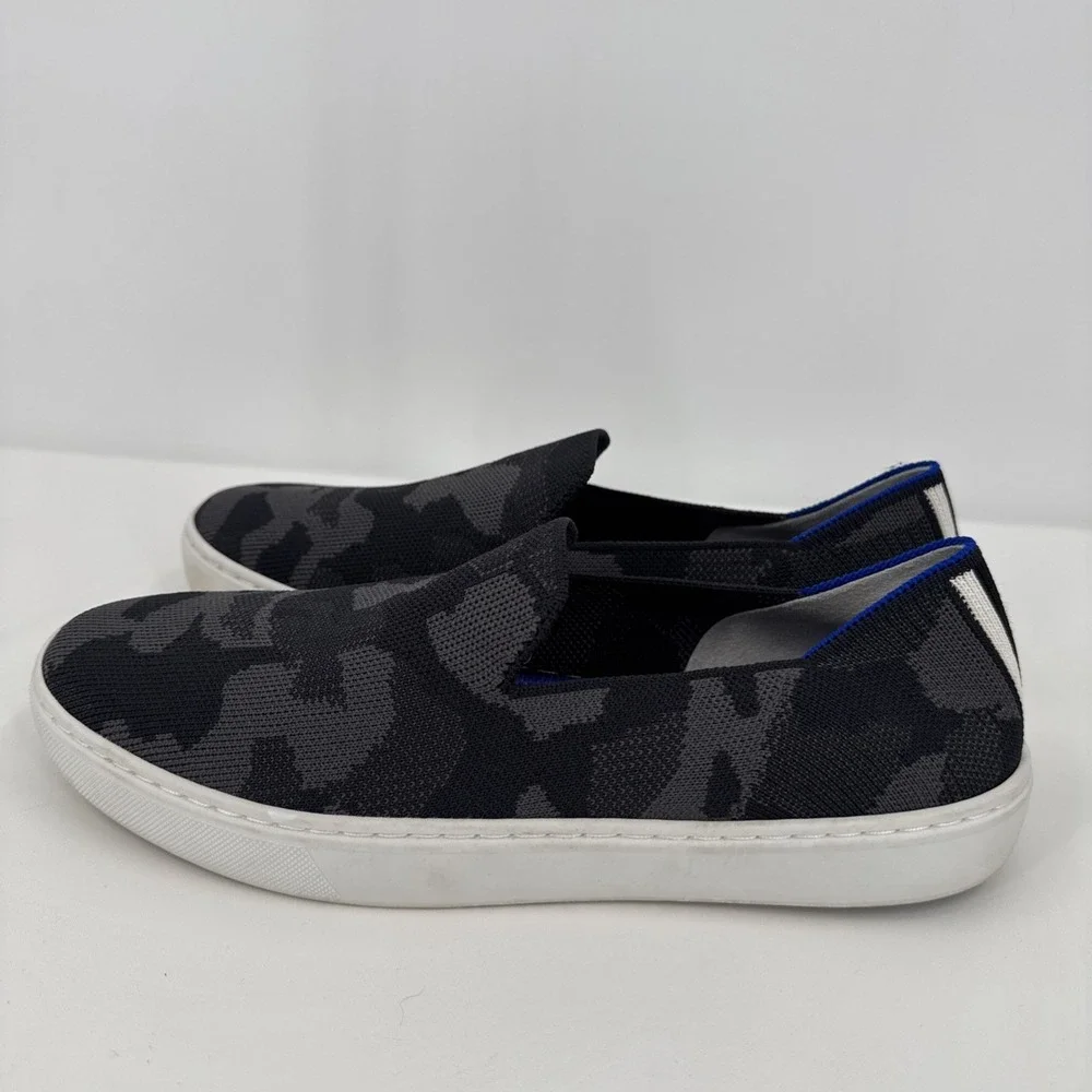 Rothy's Womens 8.5 The Original Slip On Sneaker‎ Grey Camo Textile Comfort Shoes